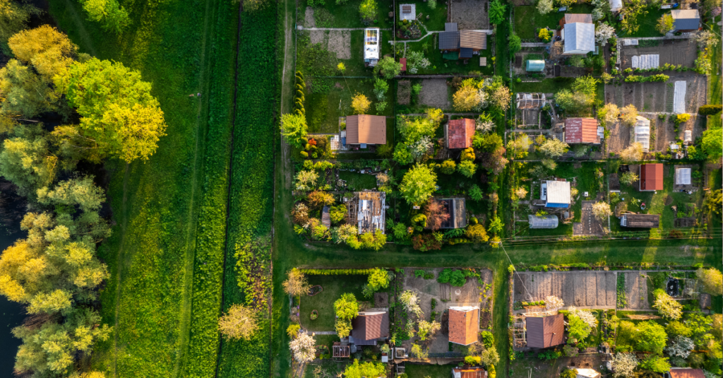 view of a town from above