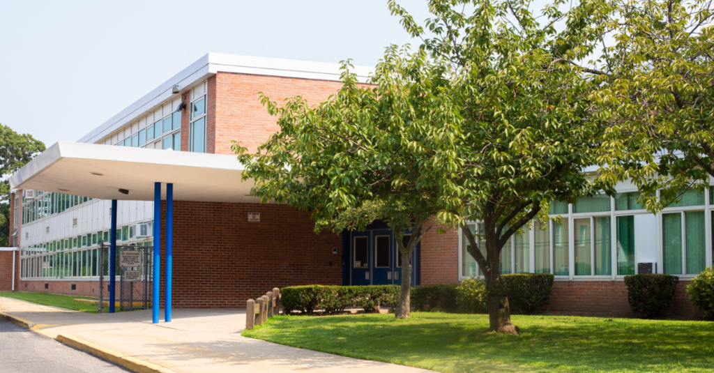 front of school building